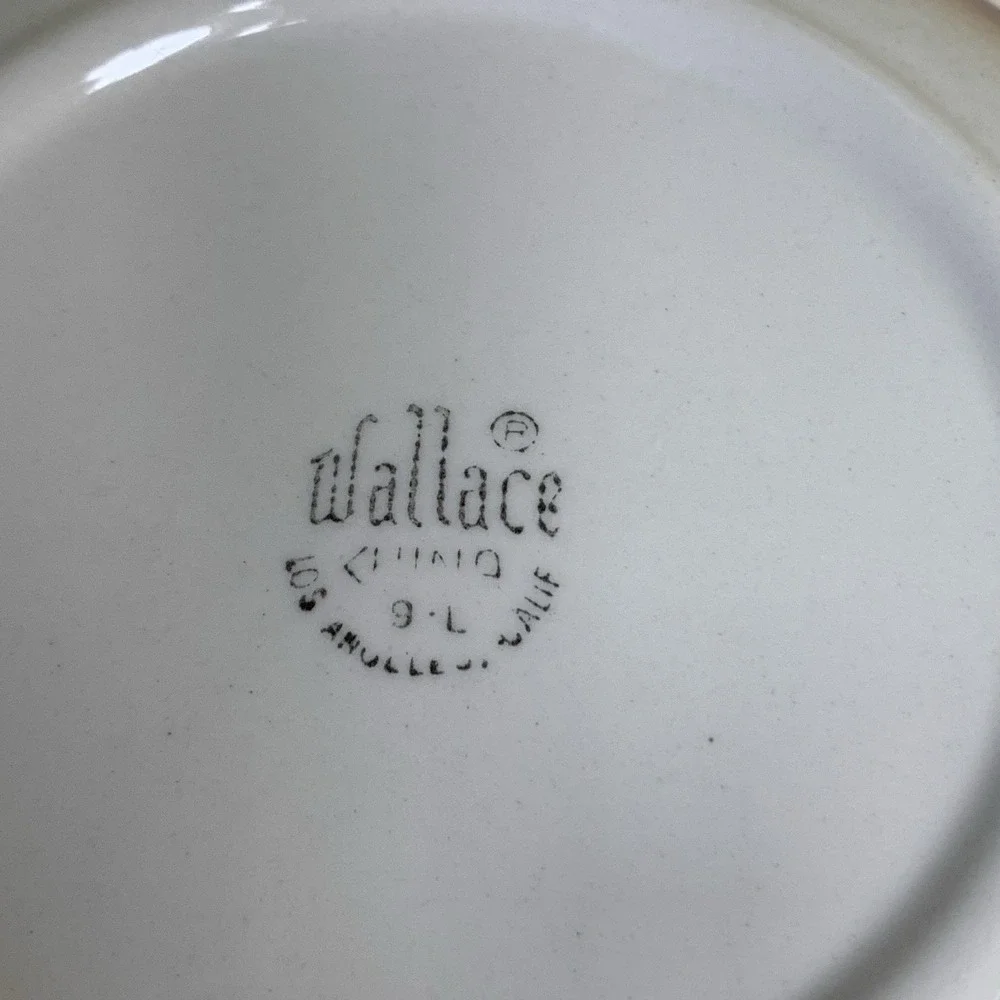 4 Wallace China Brown Airbrush Rim Bread Plates L.A, Calif Vtg Restaurant Ware